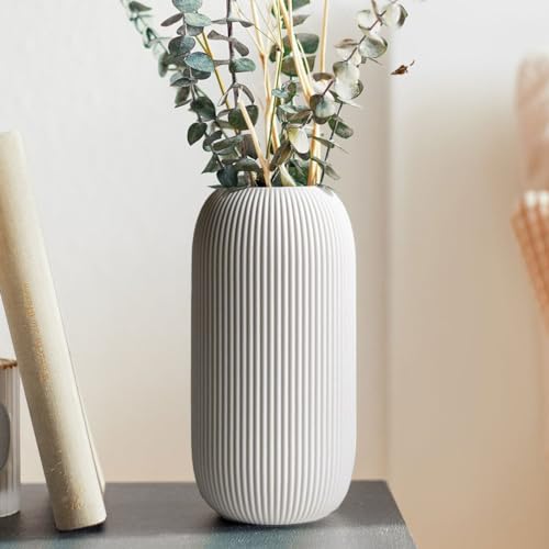 White Minimalist Ceramic Flower Vase for Home