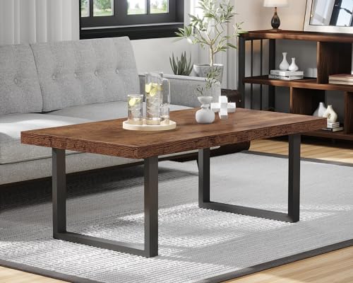 Rustic Wooden and Metal Coffee Table, 47 Inch