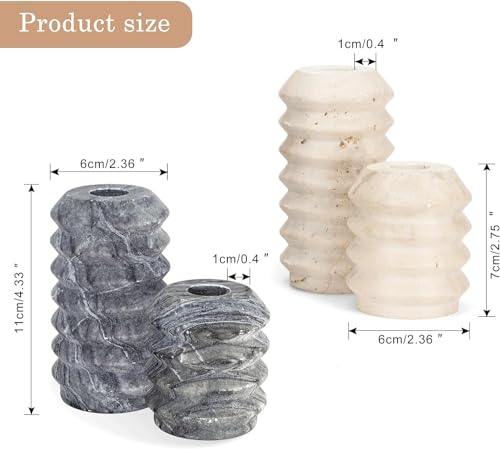 Beige Travertine Candle Holders – Set of 2