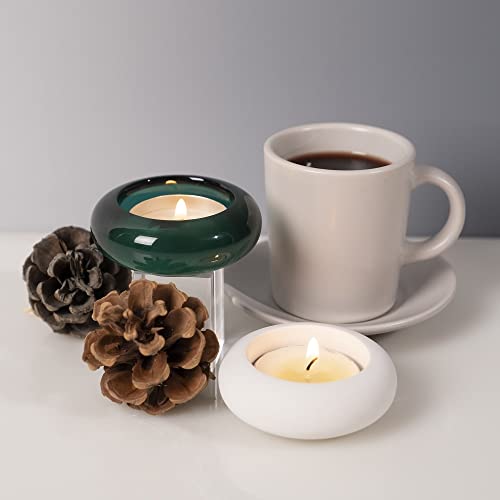 Nordic Pebble Tealight Holder in White Cement
