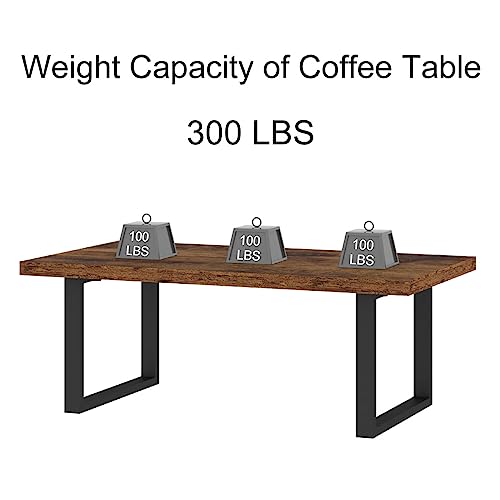 Rustic Wooden and Metal Coffee Table, 47 Inch
