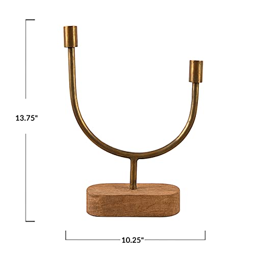 Asymmetrical Wood and Metal Candle Holder