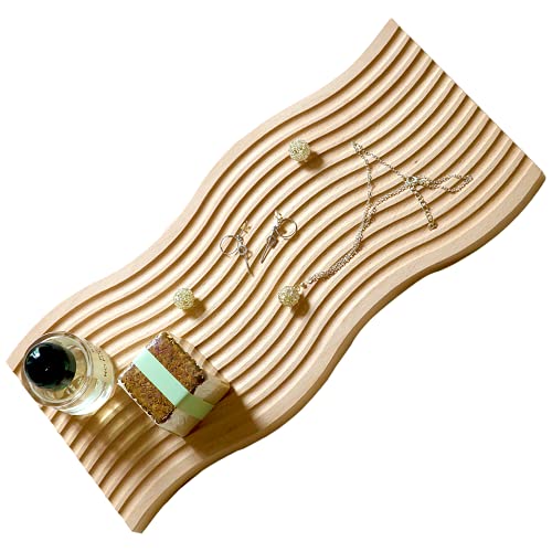 Wave-Shaped Wooden Decorative Tray for Rustic Decor