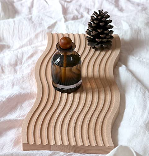 Wave-Shaped Wooden Decorative Tray for Rustic Decor