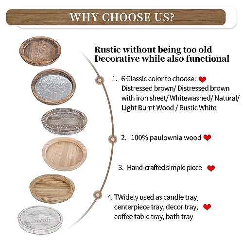 Rustic Round Wooden Serving Tray for Home Decor