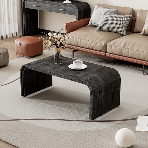 Minimalist Curved Black Coffee Table for Living Rooms