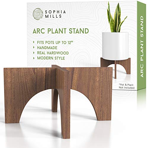 Mid Century Wooden Plant Stand - Natural Acacia