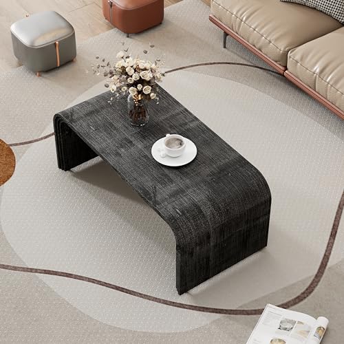 Minimalist Curved Black Coffee Table for Living Rooms