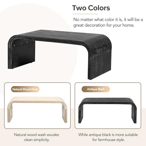 Minimalist Curved Black Coffee Table for Living Rooms