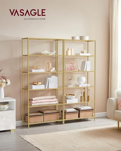 Nordic Style 6-Tier Bookshelf in Gold