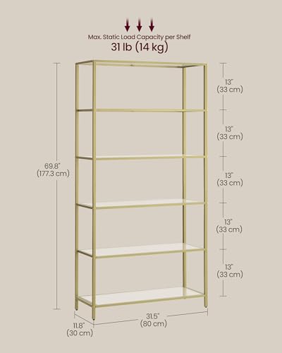 Nordic Style 6-Tier Bookshelf in Gold