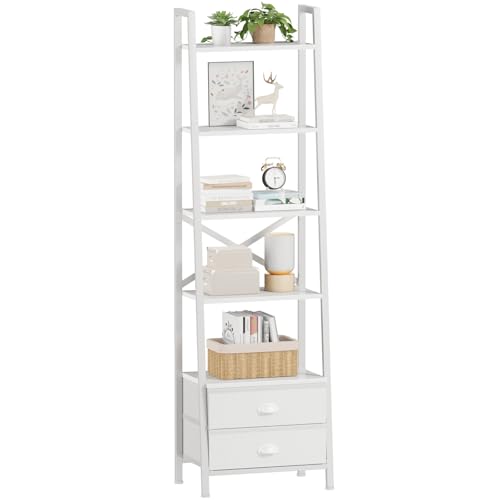Nordic 5-Tier Ladder Shelf with 2 Drawers