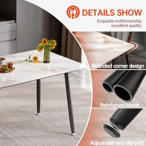 Slate Top Dining Table with Metal Legs