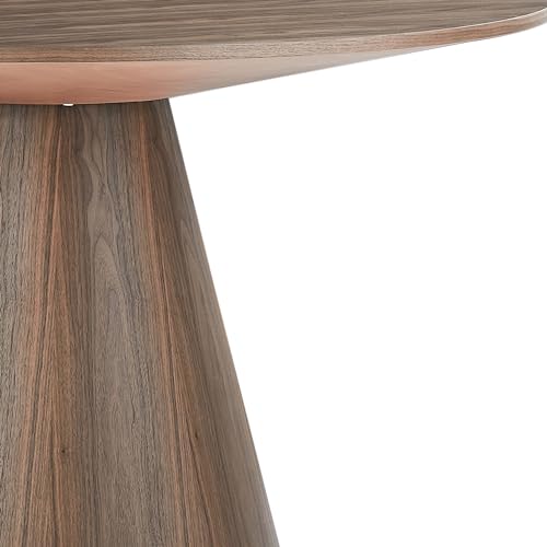 Modern Round Dining Table with Wood Base