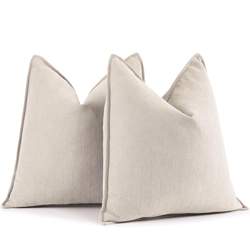 Beige Chenille Pillow Covers Set of 2