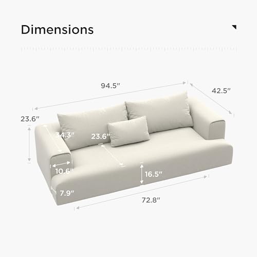 Deep-Seat Modern White Sofa for Cozy Spaces