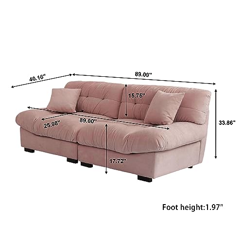 Beige Cloud Modular Sectional Sofa with Pillows