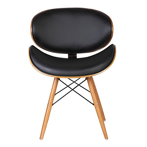 Mid Century Modern Black Faux Leather Accent Chair