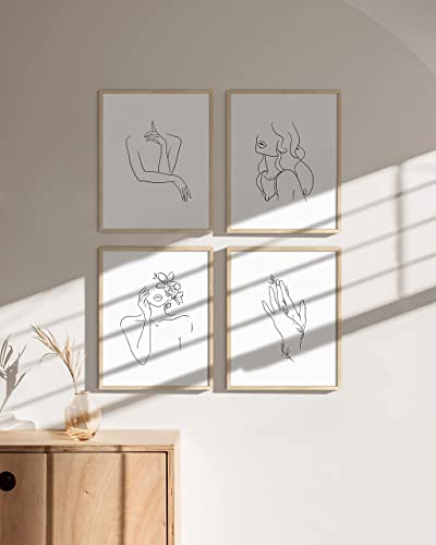 Nordic Minimalist Line Art Prints Set of 4
