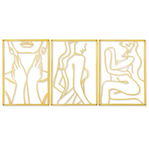 Gold Metal Line Art Female Body Wall Decor