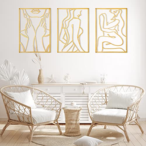 Gold Metal Line Art Female Body Wall Decor