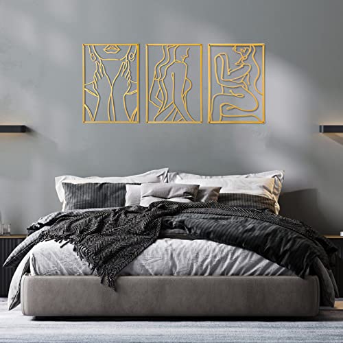 Gold Metal Line Art Female Body Wall Decor
