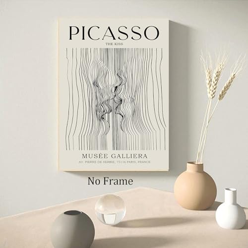 Beige Abstract Kissing Couple Wall Art 16x24