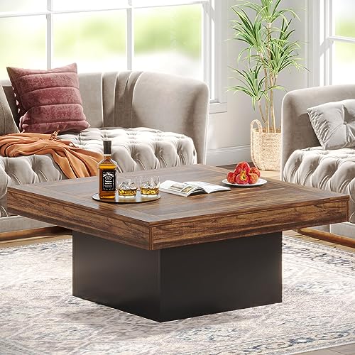 Nordic-Inspired LED Coffee Table in Rustic Brown