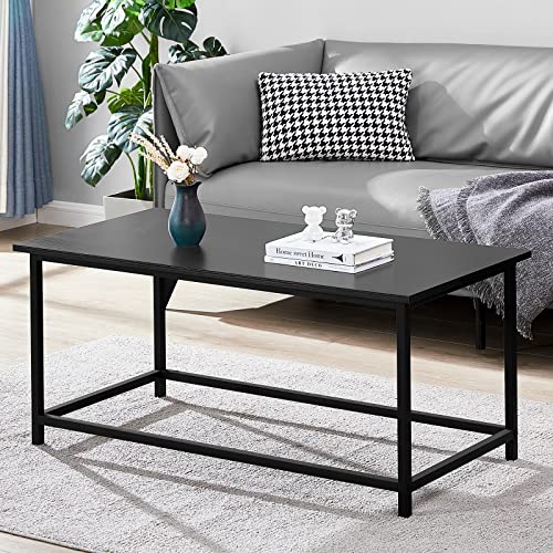 SAYGOER Black Minimalist Coffee Table for Living Spaces