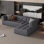 Dark Grey L-Shape Sectional Sofa with Chaise