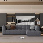 Dark Grey L-Shape Sectional Sofa with Chaise