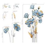 Large Blue Floral Wall Decals with Butterflies
