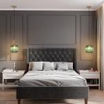 Large Green Glass Pendant Light with Gold Globe