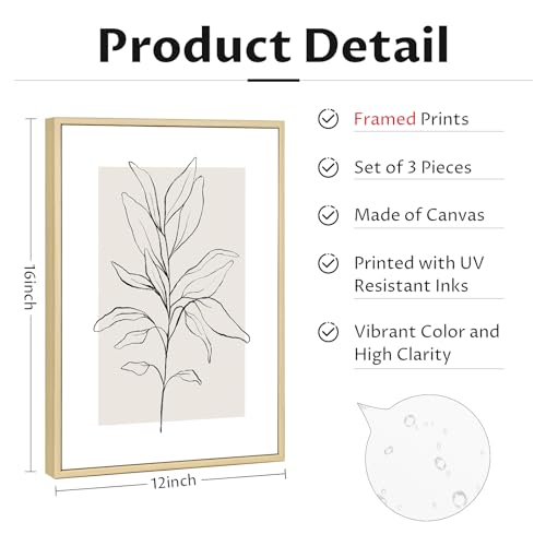 Set of 3 Neutral Botanical Wall Art Prints