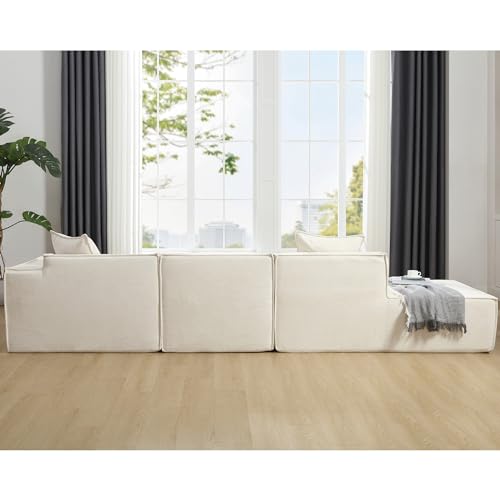 Beige Minimalist L-Shaped Modular Sofa Set