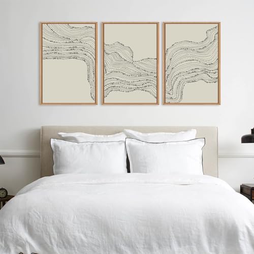 Geometric Black and White Abstract Canvas Art Set