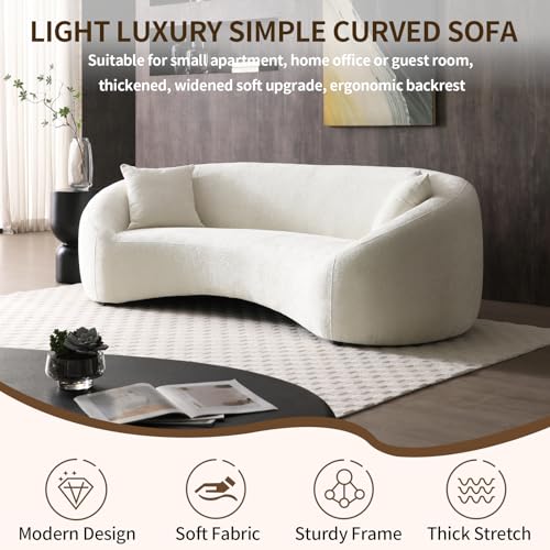 Curved Minimalist Chenille Velvet Sofa, 3 Seater