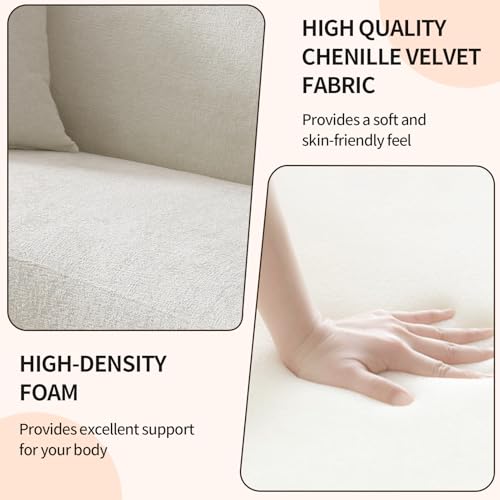 Curved Minimalist Chenille Velvet Sofa, 3 Seater