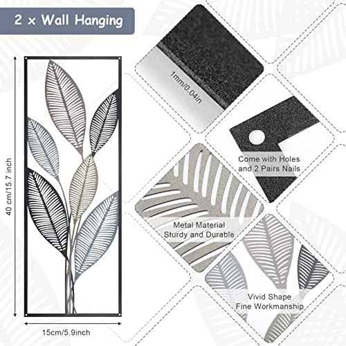 Metal Leaf Wall Art Set for Modern Decor