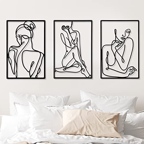 Metal Minimalist Line Drawings of Women Wall Art