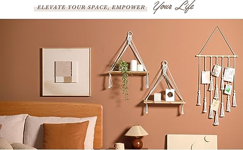 Set of 2 Rustic Macramé Wall Shelves