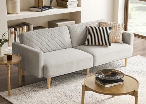 Light Gray Mid Century Modern Futon Sofa