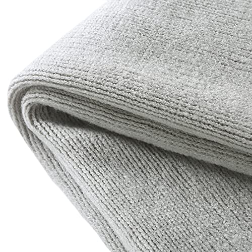 Cozy Light Grey Knitted Throw Blanket with Fringe