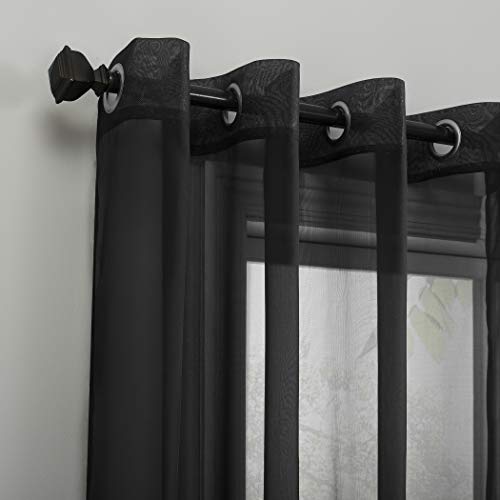 Emily Sheer Voile Grommet Curtain Panel - Black