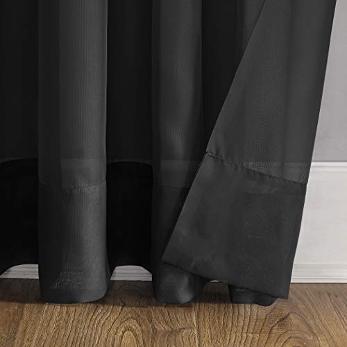 Emily Sheer Voile Grommet Curtain Panel - Black