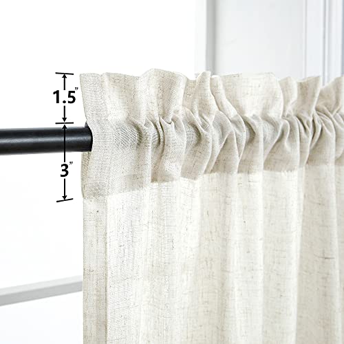 Natural Linen Semi-Sheer Curtains 84 Inch Panels