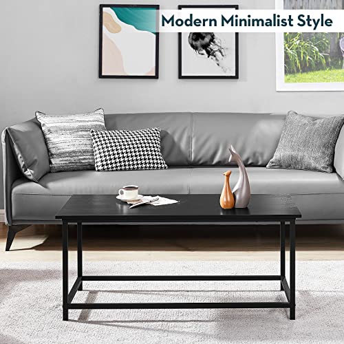 SAYGOER Black Minimalist Coffee Table for Living Spaces