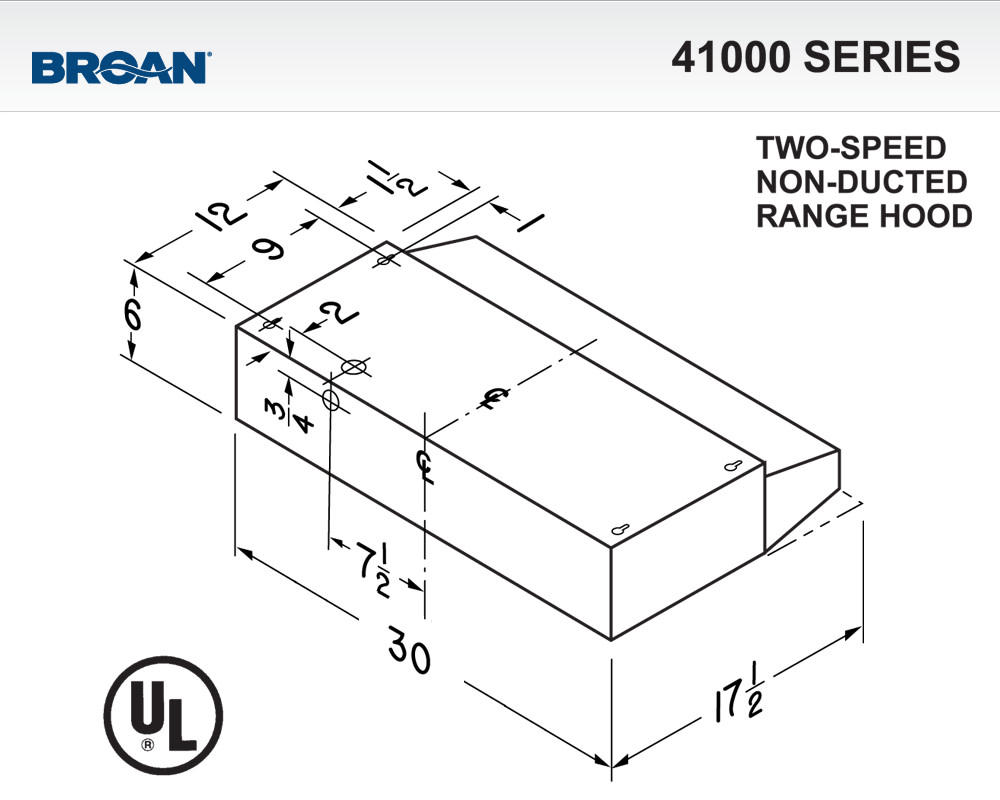 Broan 30-Inch Under-Cabinet Non-Ducted Range Hood