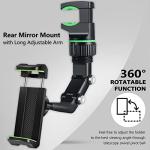 360° Rotating Rearview Mirror Phone Mount Holder