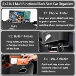 Back Seat Car Organizer with Cup Holders and Hooks